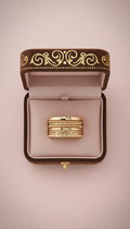Set di anelli impilabili oro su pad in suede rosa