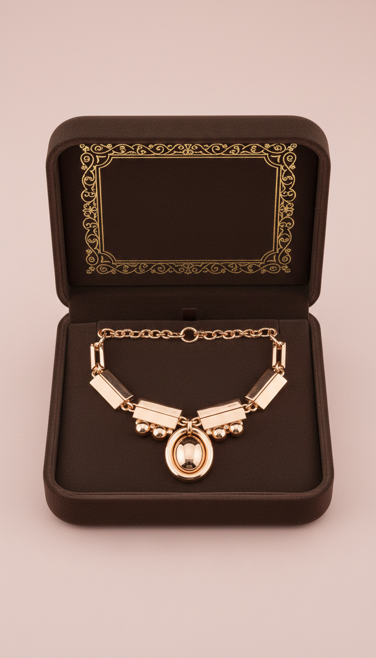 Collana statement oro rosa con scatola in velluto