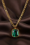 Collana con Ciondolo Rettangolare e Diamante Verde