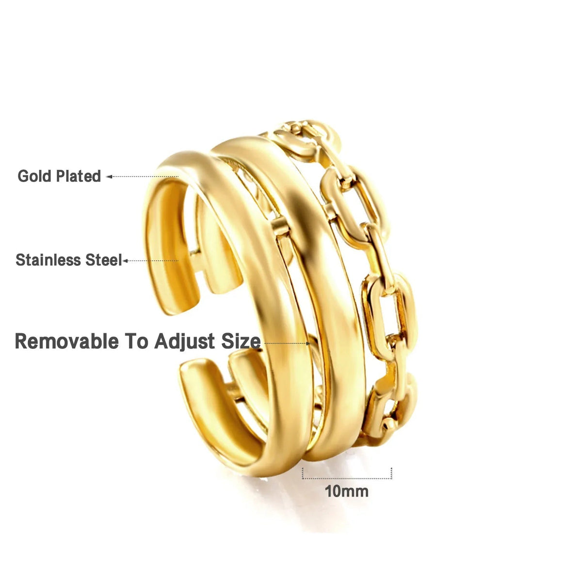 Anello Placcato Oro Resistente all'Acqua